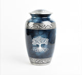 Blue Clouded Aluminium Cremation Urn Tree Of Life