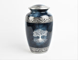 Blue Clouded Aluminium Cremation Urn Tree Of Life