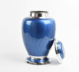 Blue and Silver Dove Shape Urn