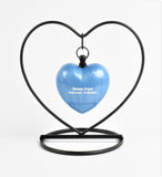 Heart In Heart Keepsake Cremation Ashes Urn Blue