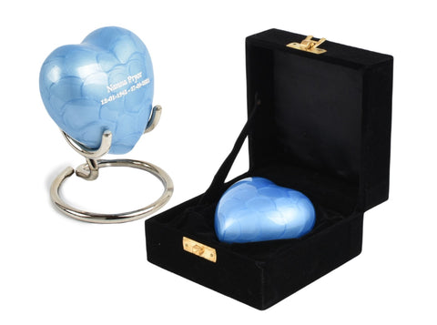Blue Aluminium Heart With Box & Stand