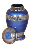 blue double urn, blue urn for 2 people ashes, companion urn, dual capacity urn double capacity  free delivery urn, quick delivery urn, best quality urn, affordable price urn, cheap price urn