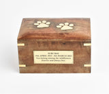 Solid Wood Biodegradable Paw Print Pet Cremation Ashes Casket Urn Medium/Large
