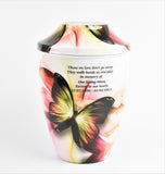 Iron Metal Cremation Urn Butterfly Design With Free Ashes Bag