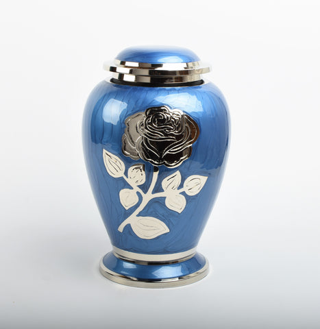 Blue Rose Flower Cremation Urn Dove Design