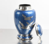 Blue and Silver Flying Birds Urn
