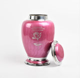 Pink and Silver Rose Design Urn