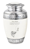 Pearl White Aluminium Cremation Urn With Engraving Options