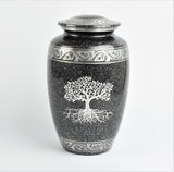 Tree Of Life Grey And Silver Aluminium Cremation Urn