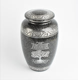 Tree Of Life Grey And Silver Aluminium Cremation Urn