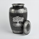 Tree Of Life Grey And Silver Aluminium Cremation Urn