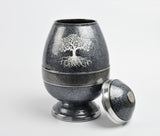 Grey Egg Shape Tree Of Life Cremation Urn