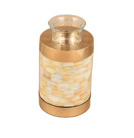 Golden tealight urn, mother of pearl tealight urn, candle urn, small tealight urn, small candle urn, tealight cremation ashes urn, candle cremation ashes urn