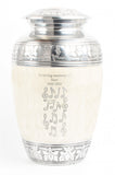 Pearl White Aluminium Cremation Urn With Engraving Options