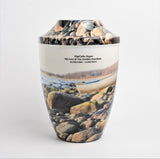 Iron Metal Cremation Urn Pebbles On Beach With Free Ashes Bag