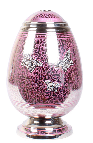 pink urn , pink butterfly e urn , egg shape urn,  large cremation urn urn for her