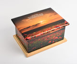 Poppy Sunset MDF/Teak Wood Casket For Funeral/Ashes