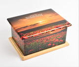 Poppy Sunset MDF/Teak Wood Casket For Funeral/Ashes