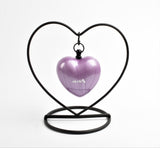 Heart In Heart Keepsake Cremation Ashes Urn Purple