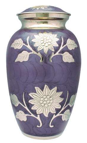 flower urn for ashes, purple ashes urn purple cremation urn for ashes , purple urn for ashes , container for ashes, ashes storage jar, human ashes container, large urn , british urn, adult ashes urn, cremation urn for human ashes, funeral memorial burial remembrance URN, affordable price urn, metal urn, white urn, free delivery urn, quick delivery urn
