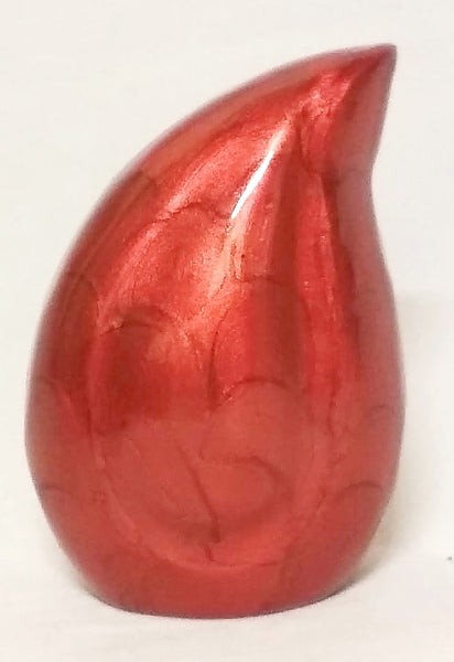 red teardrop keepsake urn, small red keepsake, small teardrop , keepsake token miniature urn