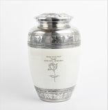 Pearl White Aluminium Cremation Urn With Engraving Options