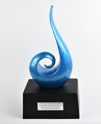 Single Flame Design Blue Cremation Ashes Urn