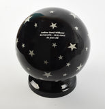 Black Silver Stars Globe Cremation Urn