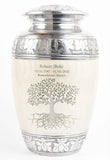 Pearl White Aluminium Cremation Urn With Engraving Options