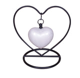 White Heart In Heart Keepsake With Funnel, Stand & Box NEW