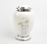 White Horse Design Cremation Urn