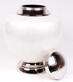 White & Nickel Cremation Urn NEW