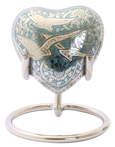 blue flying birds heart keepsake urn going home heart keepsake token urn small urn keepsake mini urn for sharing ashes 