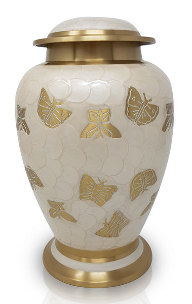 Pearl Butterfly Cremation Urn large pearl white cremation urn for adult ashes 