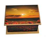 Poppy Sunset MDF/Teak Wood Casket For Funeral/Ashes