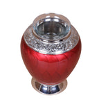 red tealight urn, red urn, small redurn, candle urn, small tea light urn, small candle urn, tea light cremation ashes urn, candle cremation ashes urn